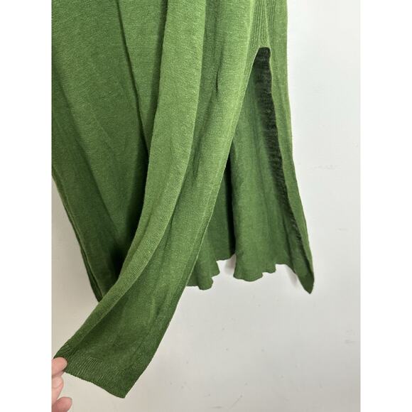 J Jill Tunic Sweater Side Slit Dress Womens Linen Blend Green Size XL Tall - Picture 3 of 9